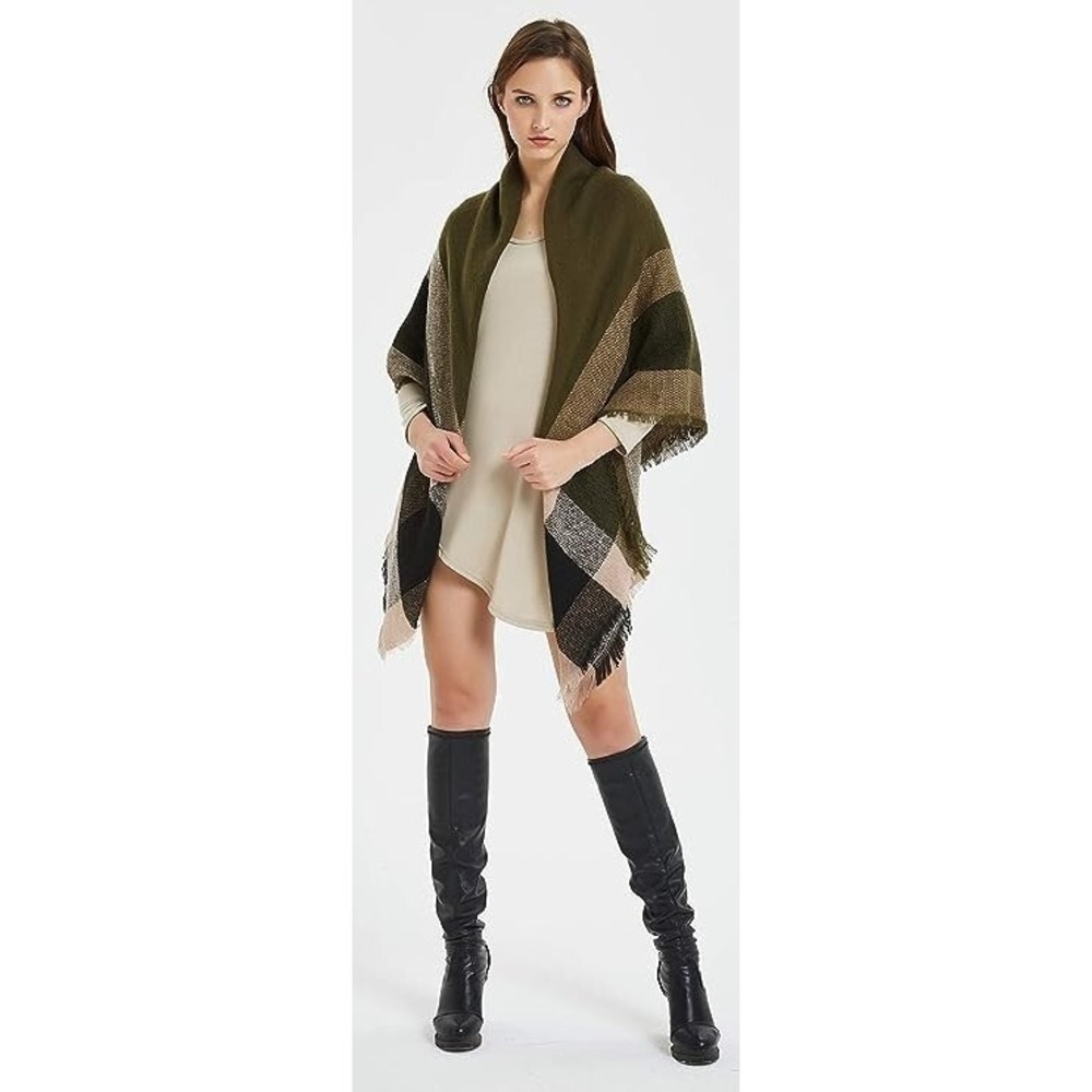 Women's Scarf Classic Tassel Plaid Tartan Warm Soft Chunky Large Blanket Shawl
